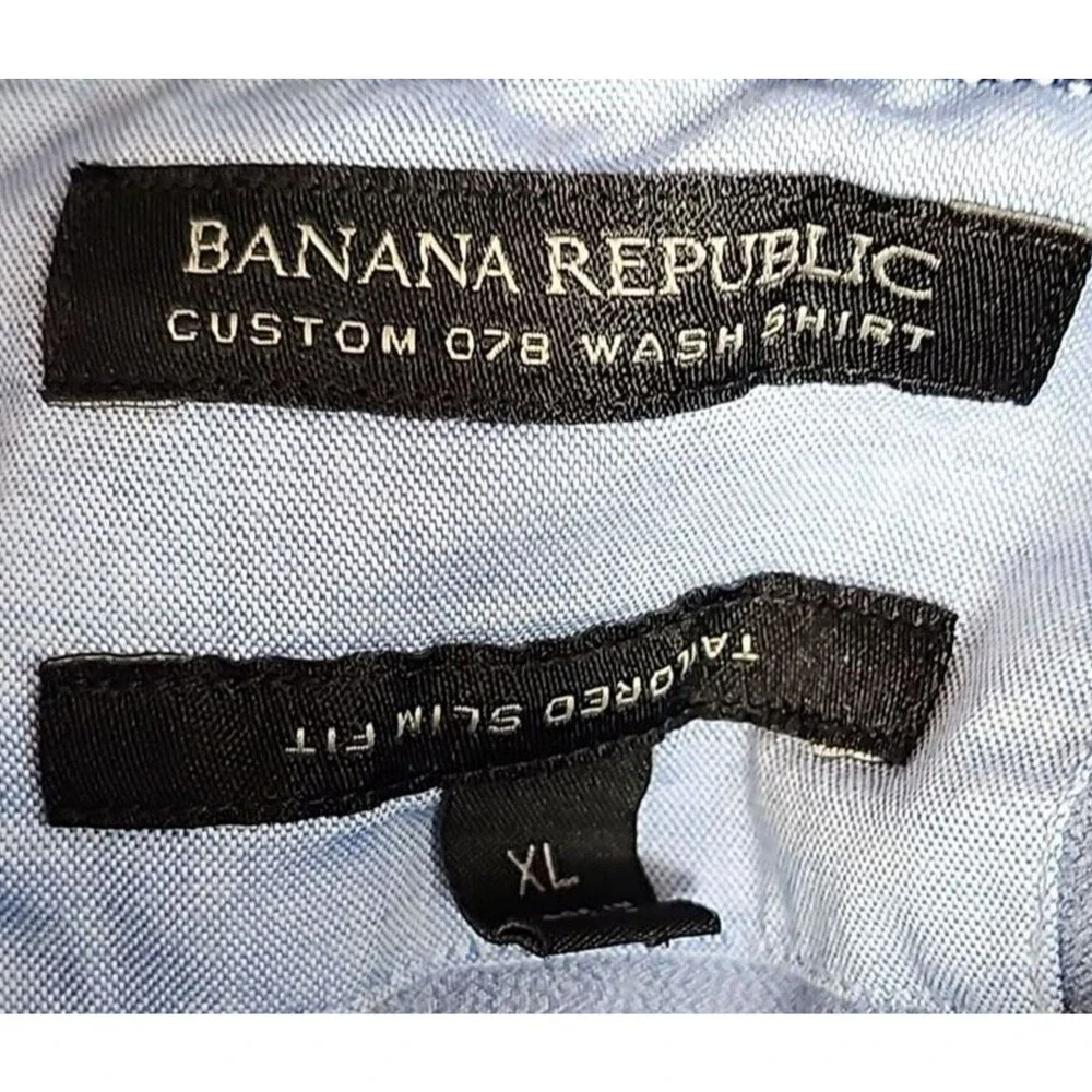 Banana Republic Men's Classic Solid Blue, Long Sleeve, Button-Down Shirt Size XL